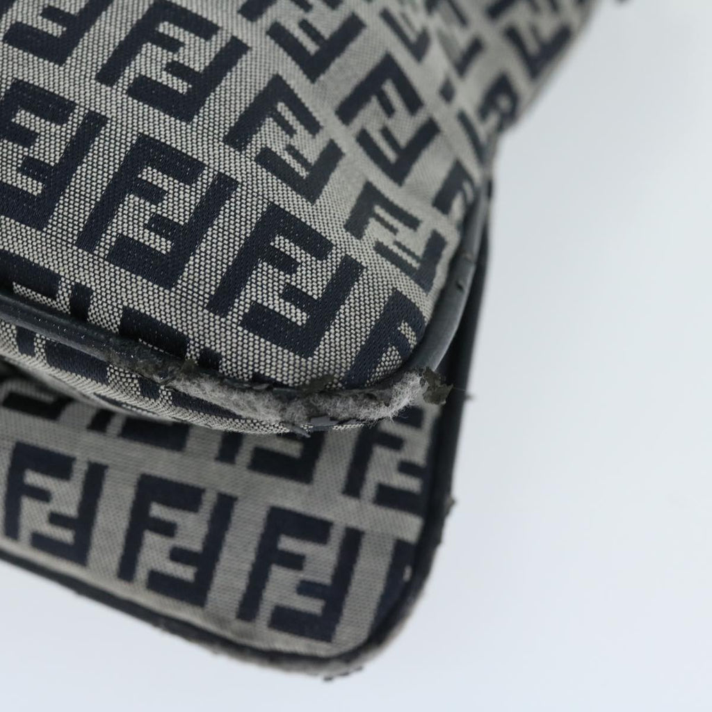 FENDI Zucchino Canvas Mamma Baguette Shoulder Bag Navyyk11046