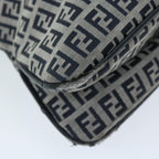 FENDI Zucchino Canvas Mamma Baguette Shoulder Bag Navyyk11046