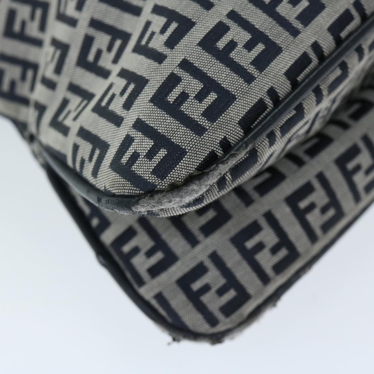 FENDI Zucchino Canvas Mamma Baguette Shoulder Bag Navyyk11046