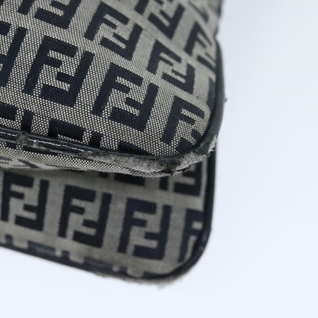 FENDI Zucchino Canvas Mamma Baguette Shoulder Bag Navyyk11046