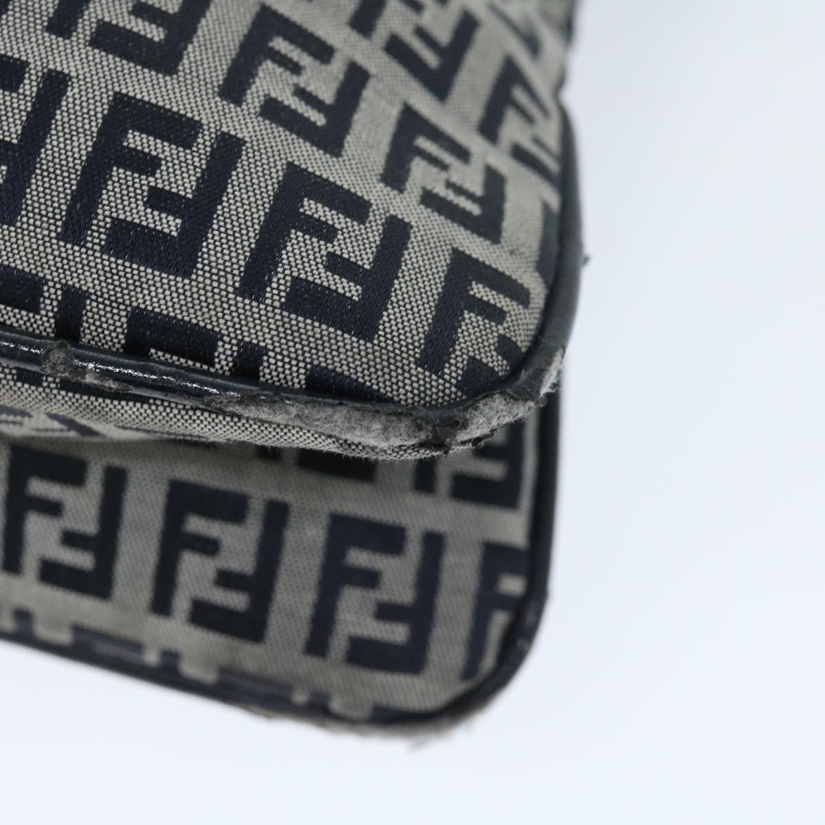 FENDI Zucchino Canvas Mamma Baguette Shoulder Bag Navyyk11046