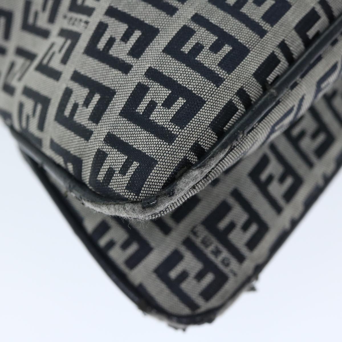 FENDI Zucchino Canvas Mamma Baguette Shoulder Bag Navyyk11046