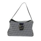 FENDI Zucchino Canvas Mamma Baguette Shoulder Bag Navyyk11046