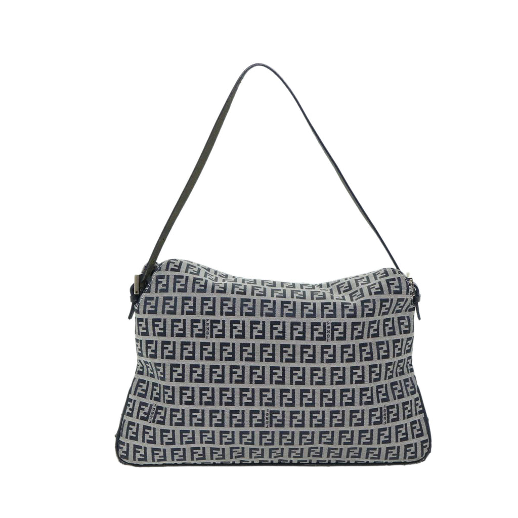 FENDI Zucchino Canvas Mamma Baguette Shoulder Bag Navyyk11046