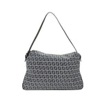 FENDI Zucchino Canvas Mamma Baguette Shoulder Bag Navyyk11046