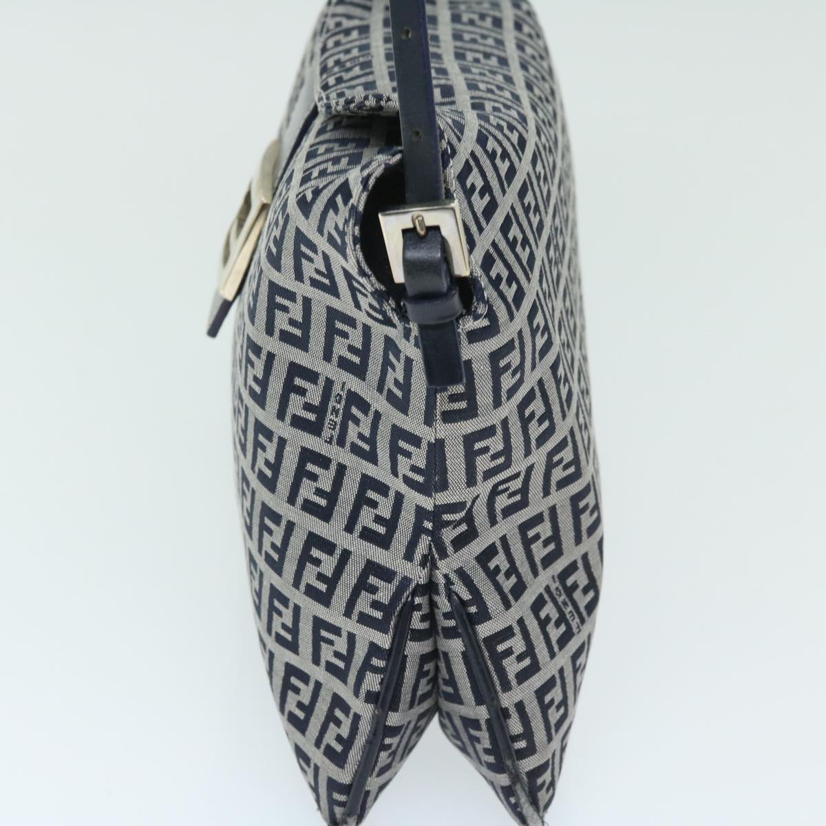 FENDI Zucchino Canvas Mamma Baguette Shoulder Bag Navyyk11046