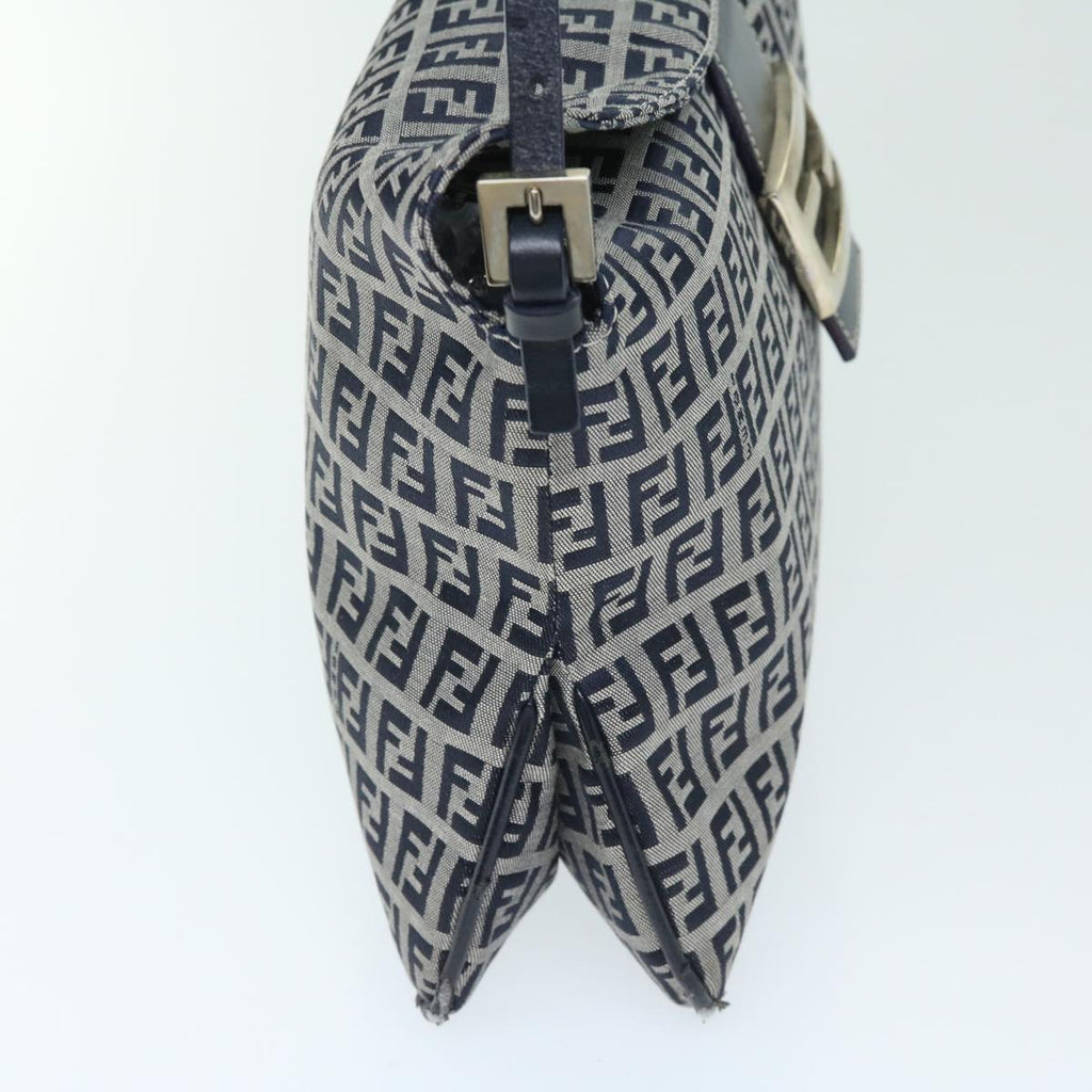 FENDI Zucchino Canvas Mamma Baguette Shoulder Bag Navyyk11046