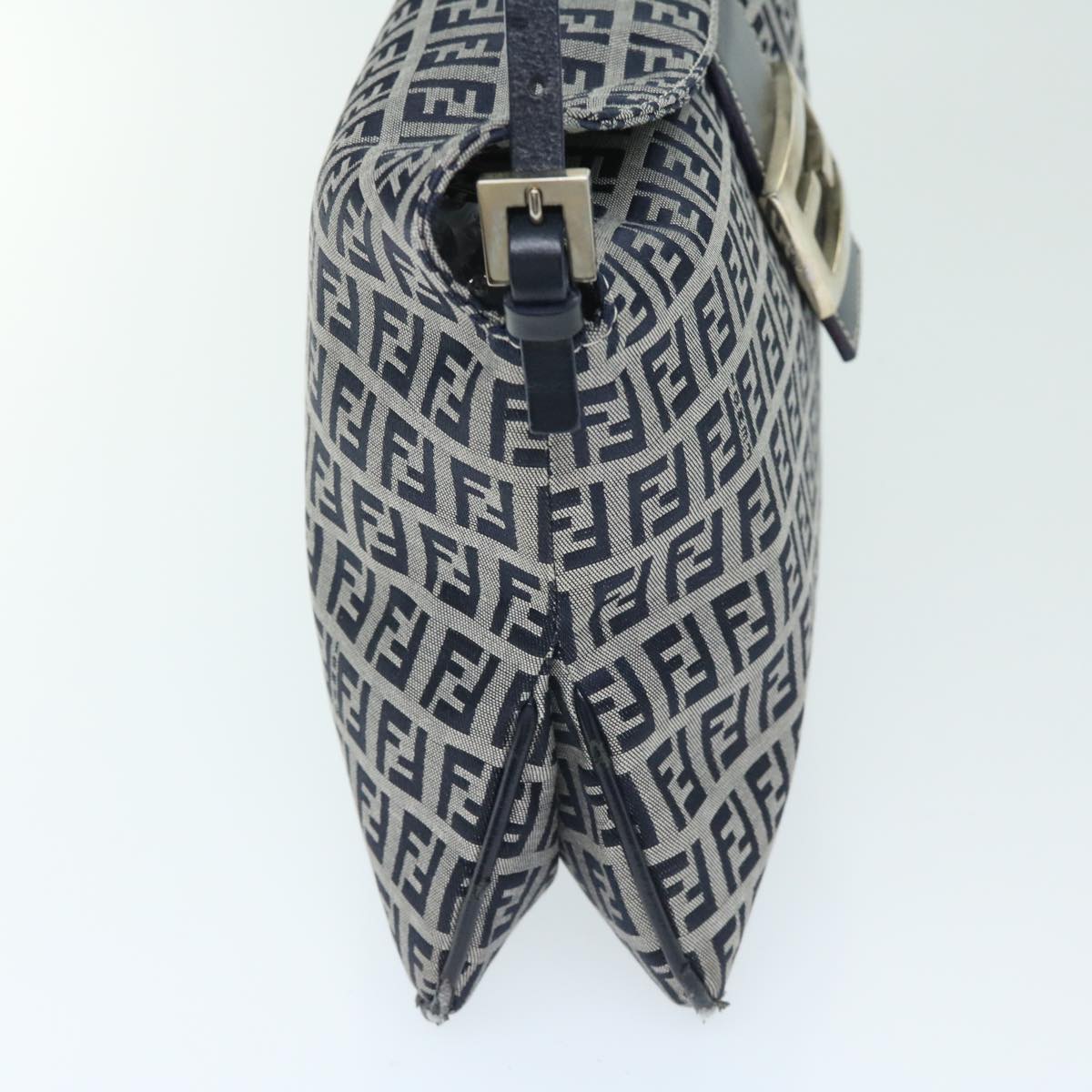 FENDI Zucchino Canvas Mamma Baguette Shoulder Bag Navyyk11046