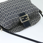 FENDI Zucchino Canvas Mamma Baguette Shoulder Bag Navyyk11046