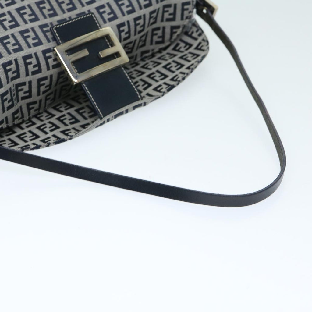 FENDI Zucchino Canvas Mamma Baguette Shoulder Bag Navyyk11046