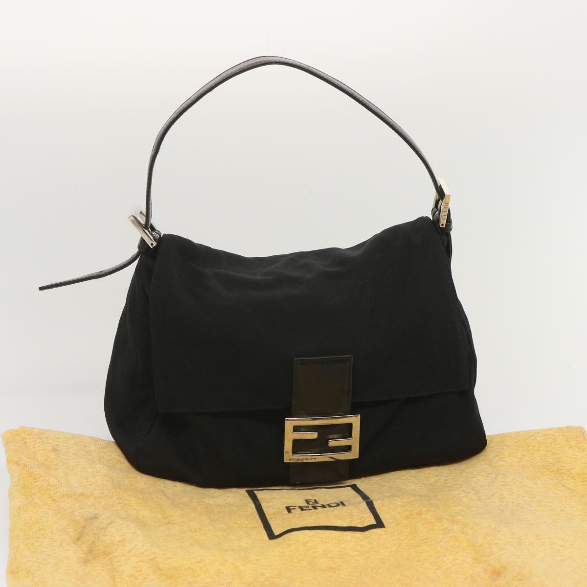FENDI Mamma Baguette Shoulder Bag Nylon Blackyk11053