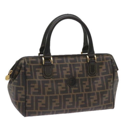 FENDI Zucca Canvas Hand Bag Black Brownyk11054