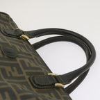 FENDI Zucca Canvas Hand Bag Black Brownyk11054