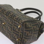 FENDI Zucca Canvas Hand Bag Black Brownyk11054