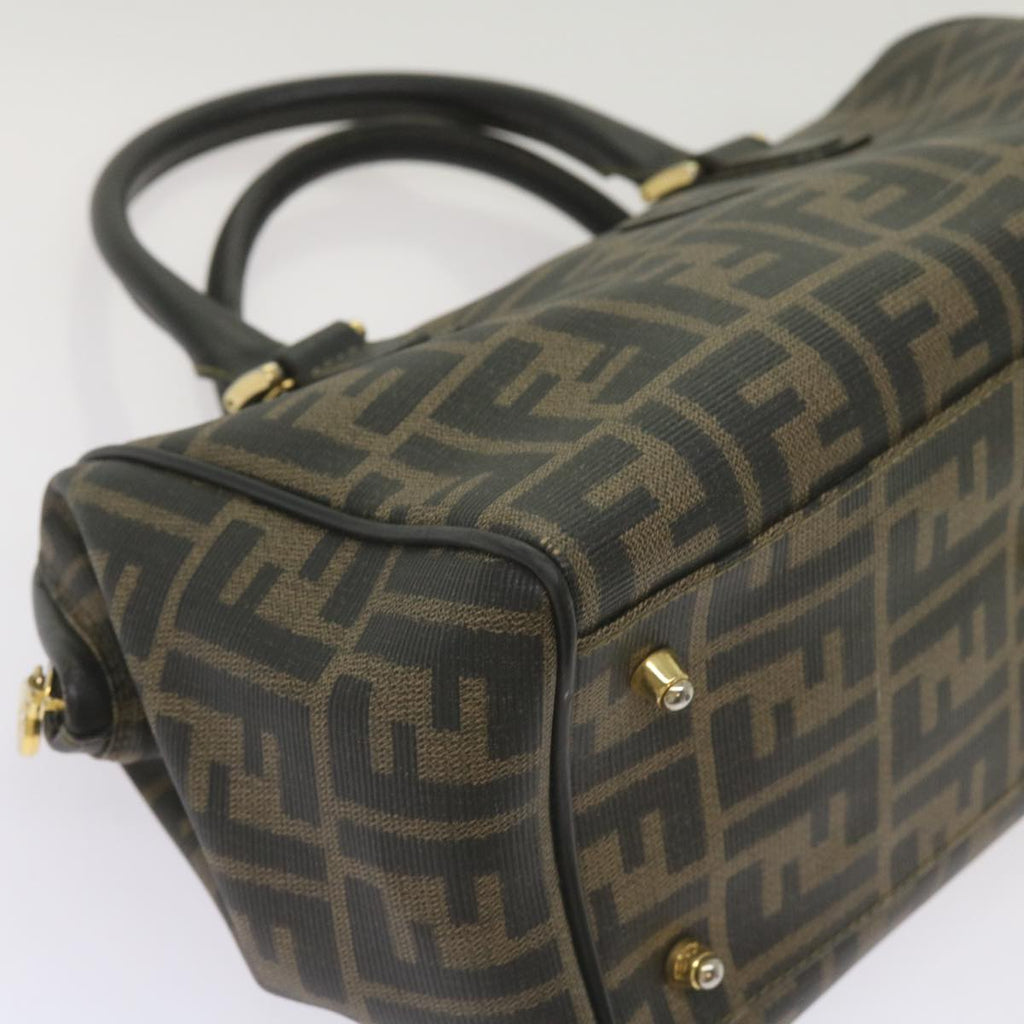 FENDI Zucca Canvas Hand Bag Black Brownyk11054