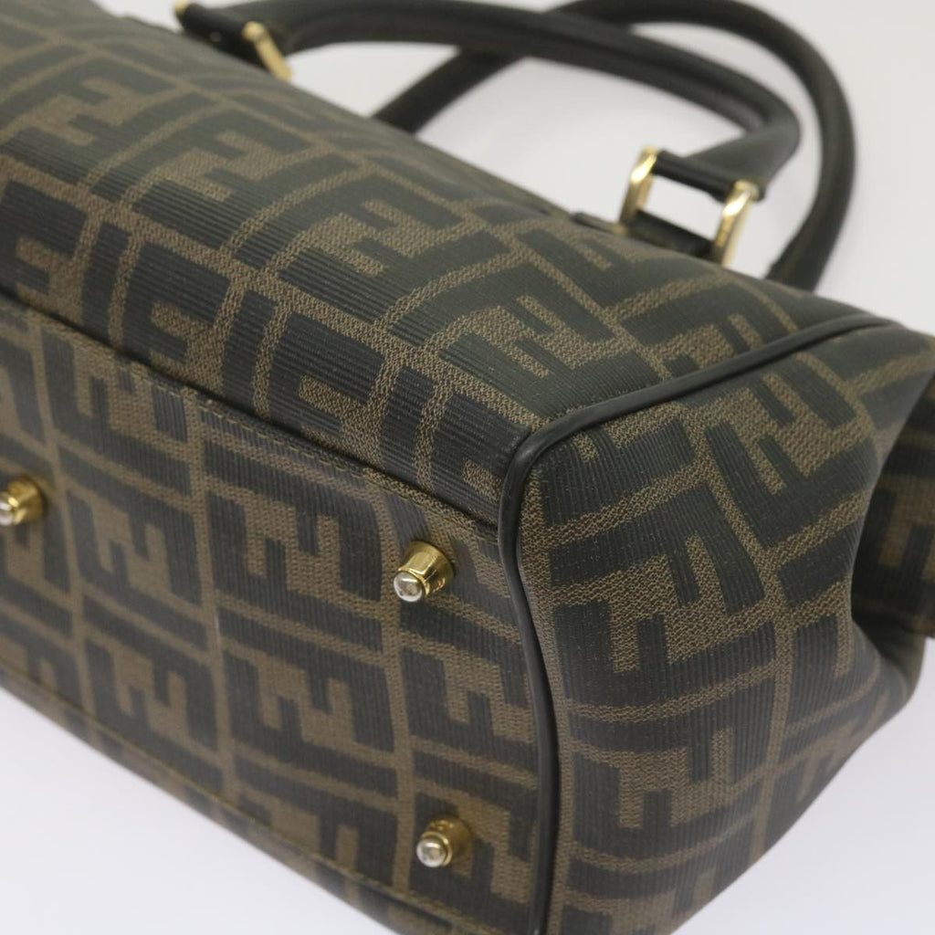FENDI Zucca Canvas Hand Bag Black Brownyk11054