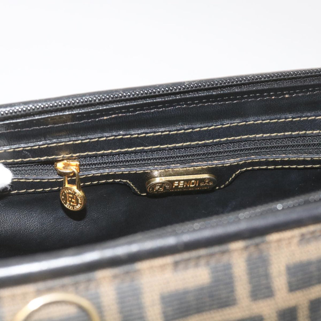FENDI Zucca Canvas Hand Bag Black Brownyk11054