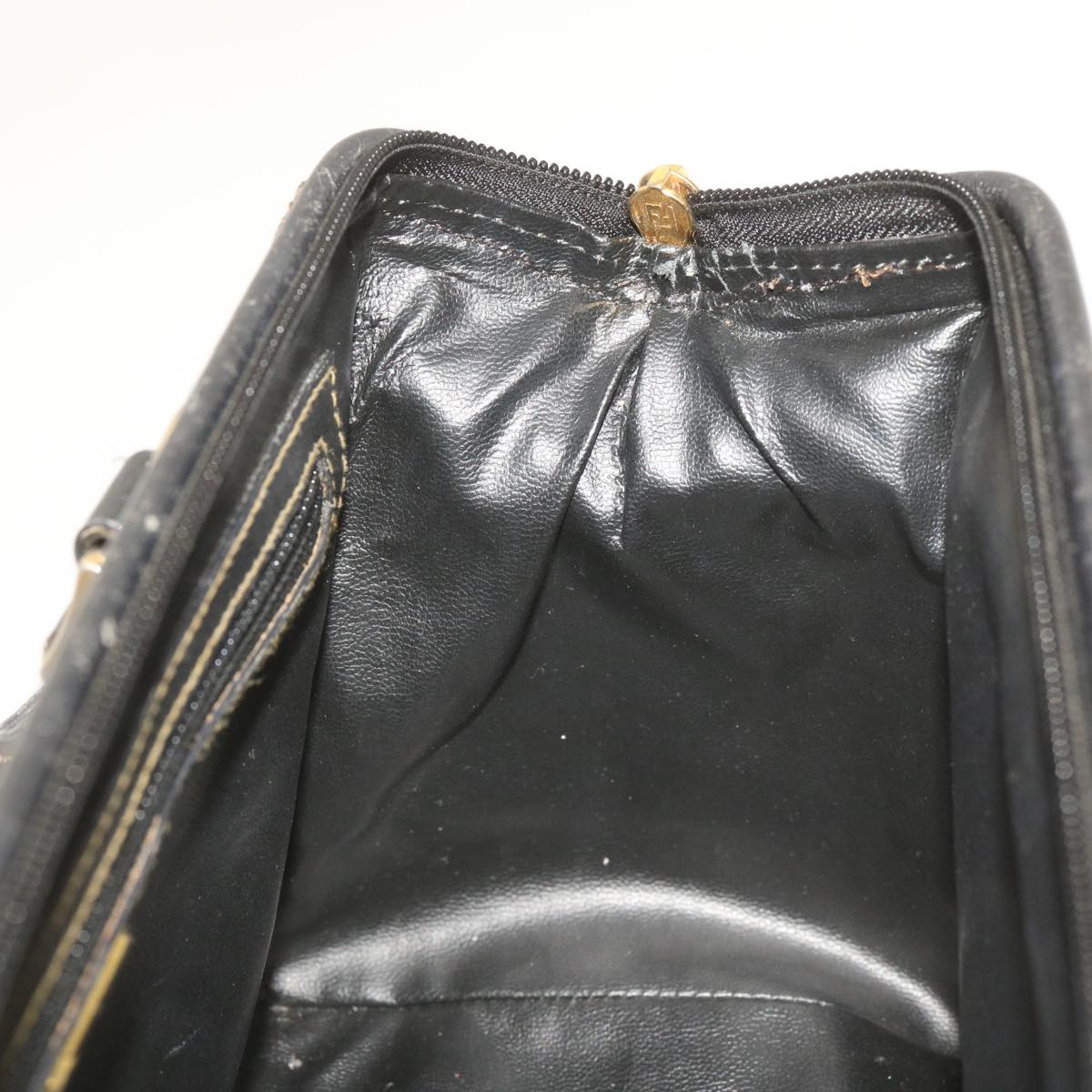 FENDI Zucca Canvas Hand Bag Black Brownyk11054