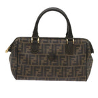 FENDI Zucca Canvas Hand Bag Black Brownyk11054