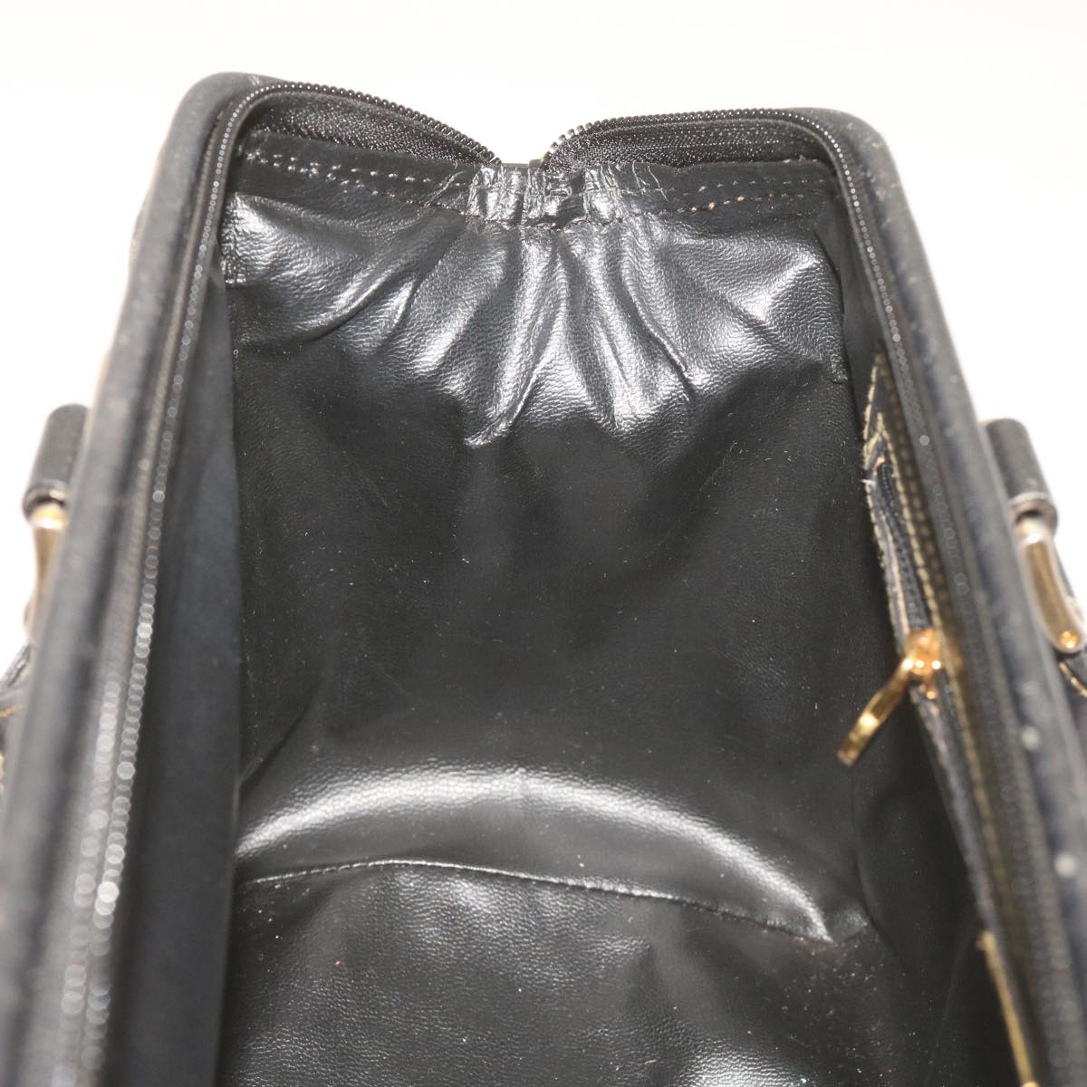 FENDI Zucca Canvas Hand Bag Black Brownyk11054