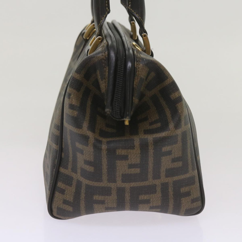 FENDI Zucca Canvas Hand Bag Black Brownyk11054