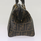 FENDI Zucca Canvas Hand Bag Black Brownyk11054