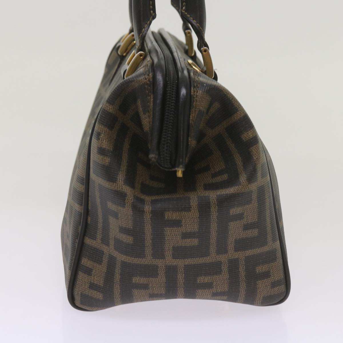 FENDI Zucca Canvas Hand Bag Black Brownyk11054
