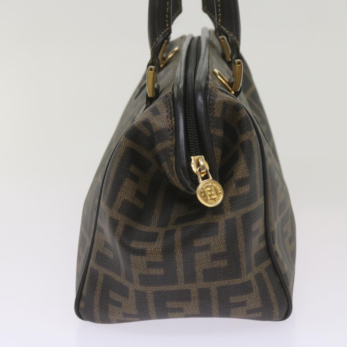 FENDI Zucca Canvas Hand Bag Black Brownyk11054