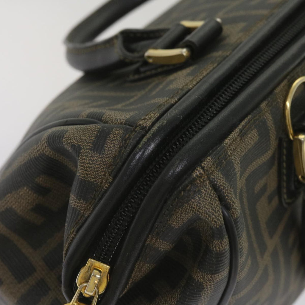 FENDI Zucca Canvas Hand Bag Black Brownyk11054