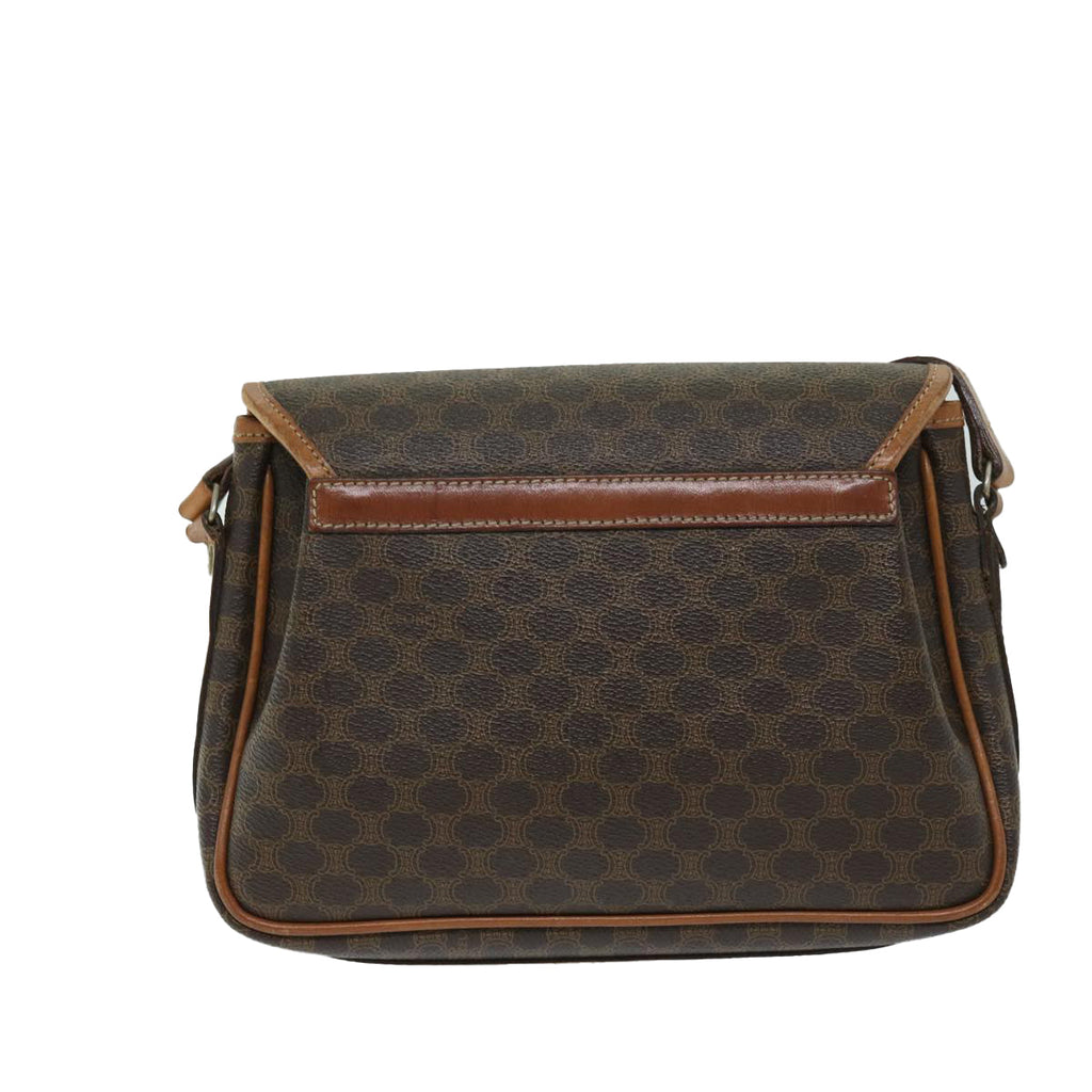 CELINE Macadam Canvas Shoulder Bag PVC Leather Brown 11066