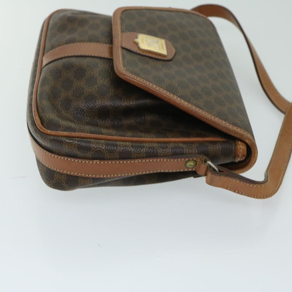CELINE Macadam Canvas Shoulder Bag PVC Leather Brown 11066