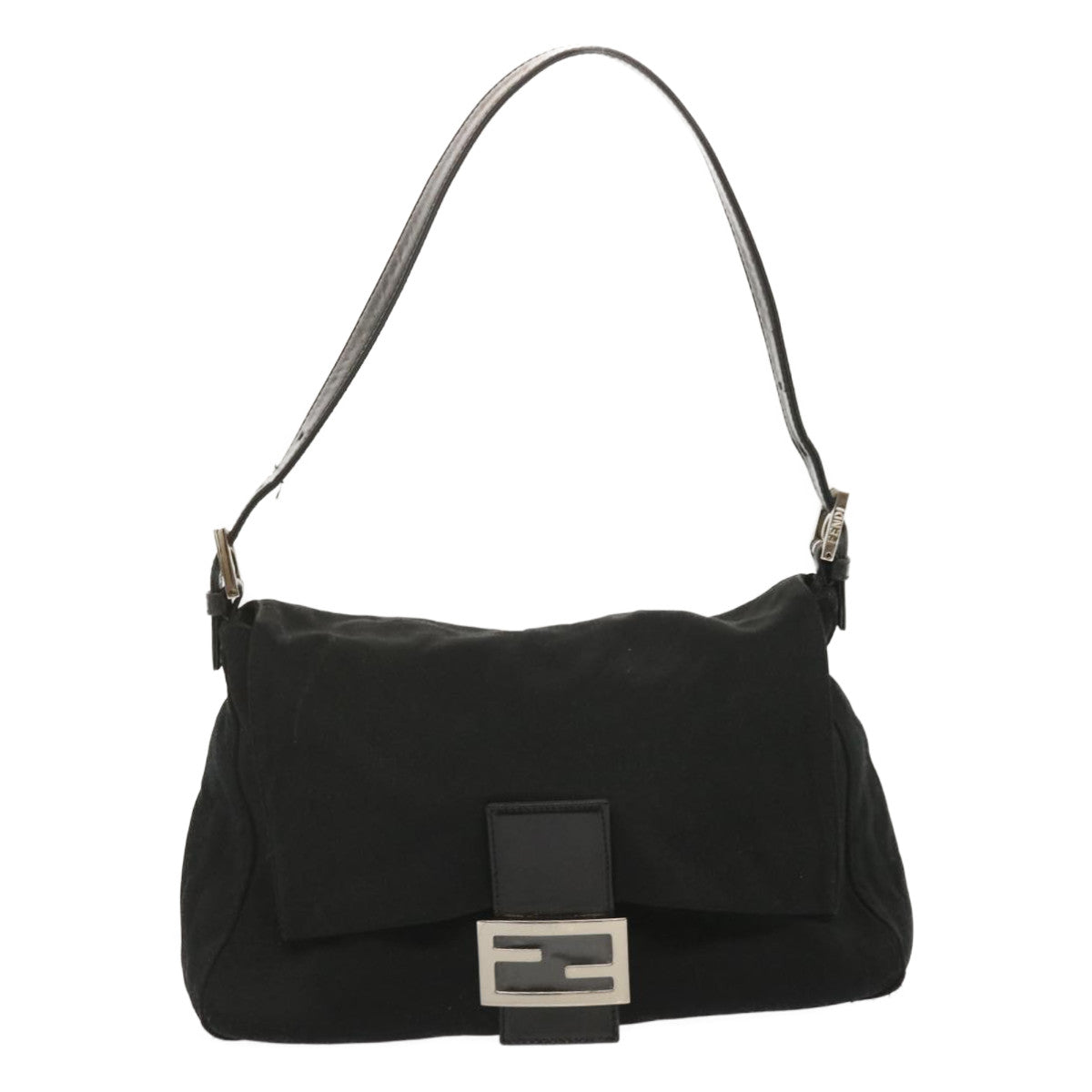 FENDI Mamma Baguette Shoulder Bag Nylon Blackyk11070