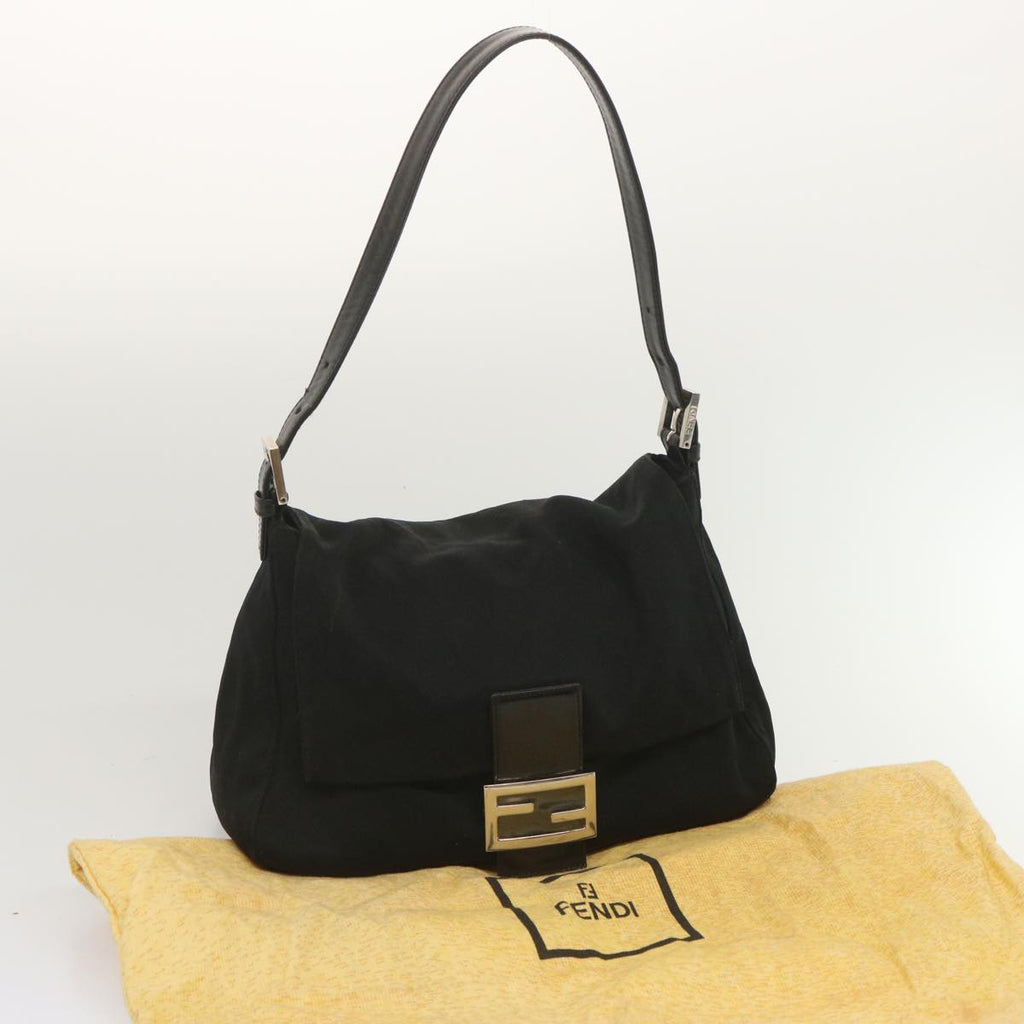 FENDI Mamma Baguette Shoulder Bag Nylon Blackyk11070