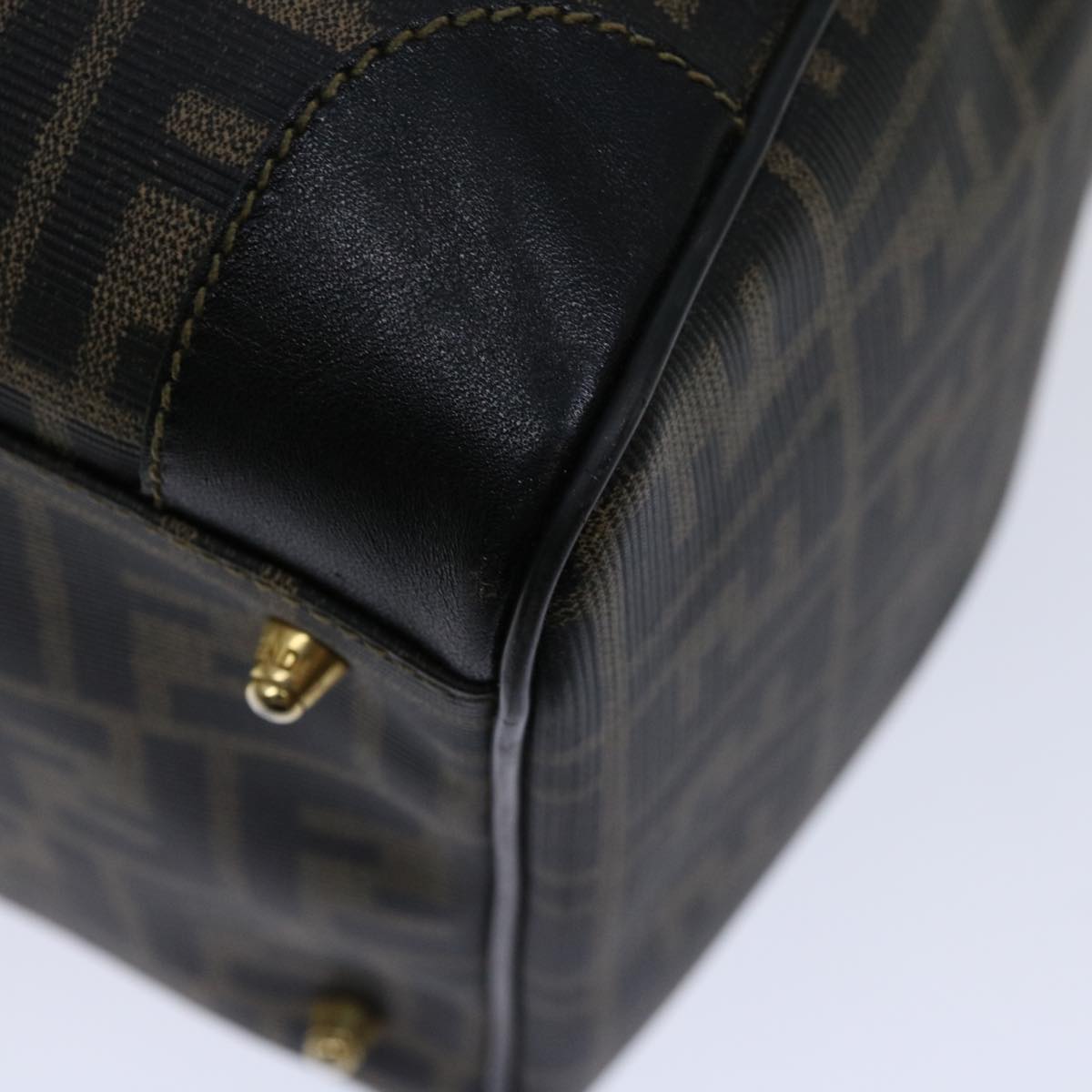FENDI Zucca Canvas Boston Bag Brown Blackyk11110
