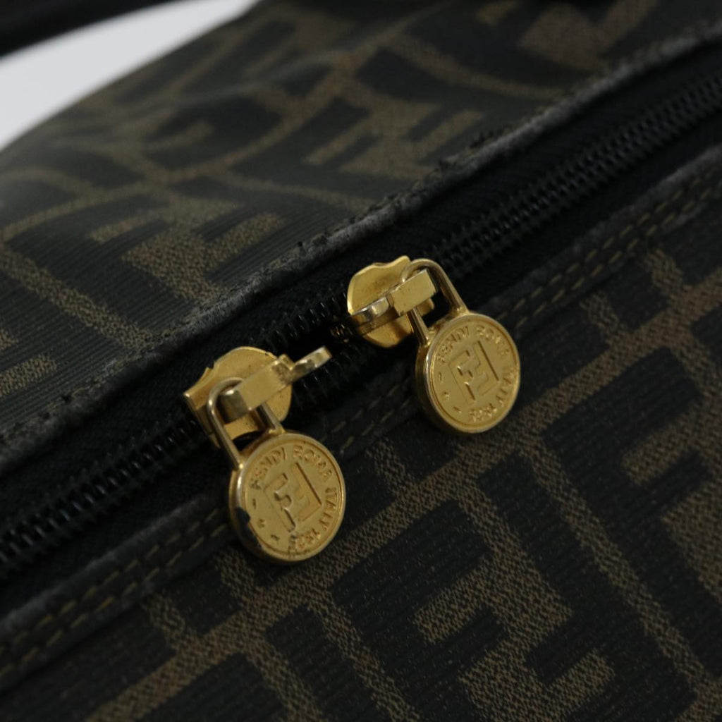 FENDI Zucca Canvas Boston Bag Brown Blackyk11110