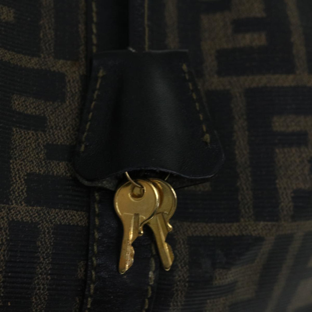 FENDI Zucca Canvas Boston Bag Brown Blackyk11110