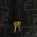 FENDI Zucca Canvas Boston Bag Brown Blackyk11110