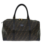 FENDI Zucca Canvas Boston Bag Brown Blackyk11110
