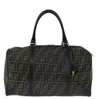 FENDI Zucca Canvas Boston Bag Brown Blackyk11110