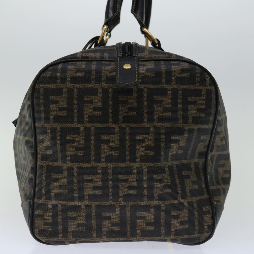 FENDI Zucca Canvas Boston Bag Brown Blackyk11110