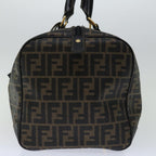 FENDI Zucca Canvas Boston Bag Brown Blackyk11110