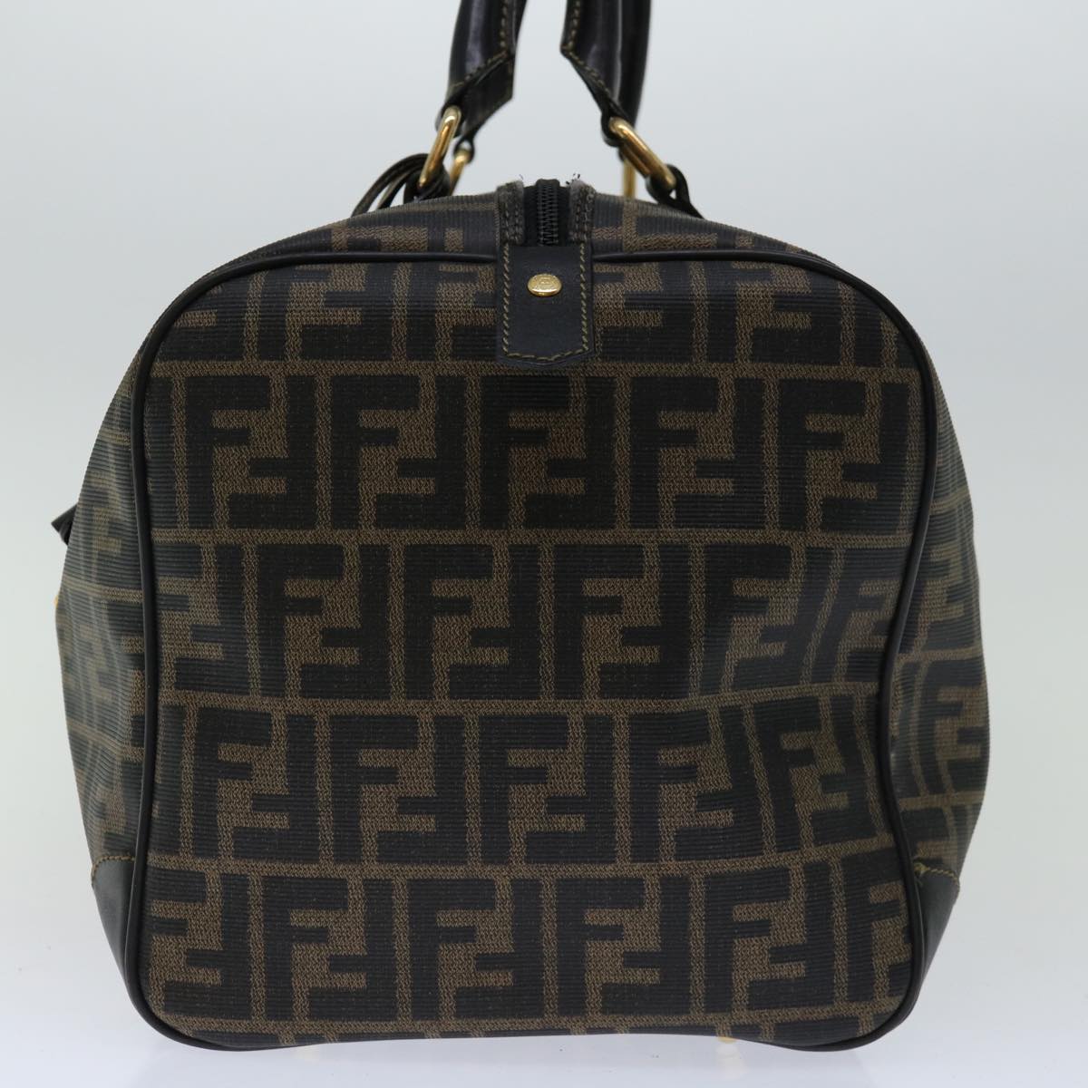 FENDI Zucca Canvas Boston Bag Brown Blackyk11110