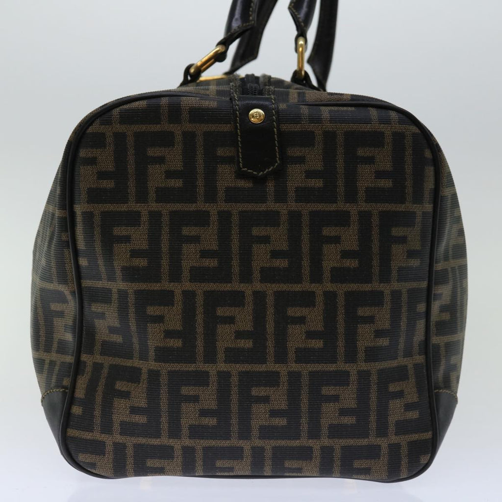FENDI Zucca Canvas Boston Bag Brown Blackyk11110