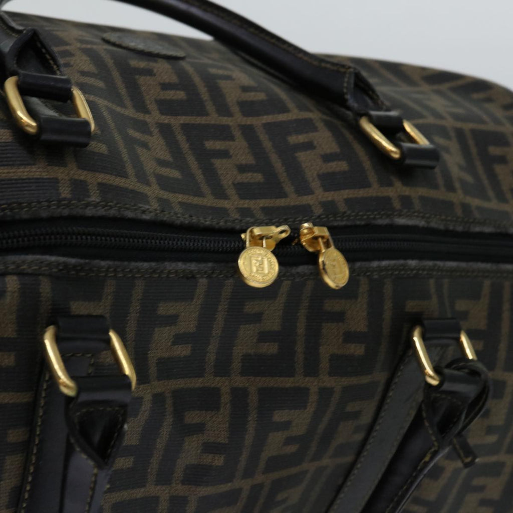 FENDI Zucca Canvas Boston Bag Brown Blackyk11110