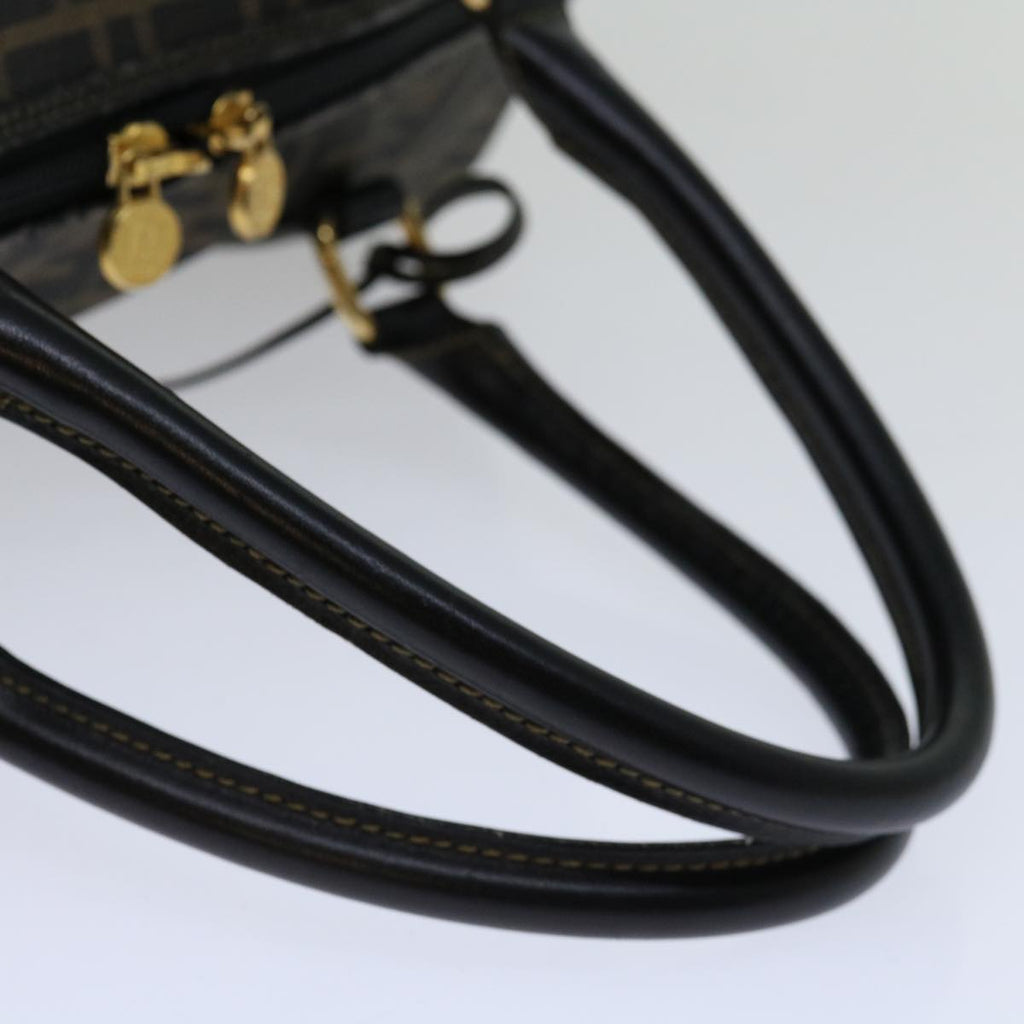 FENDI Zucca Canvas Boston Bag Brown Blackyk11110