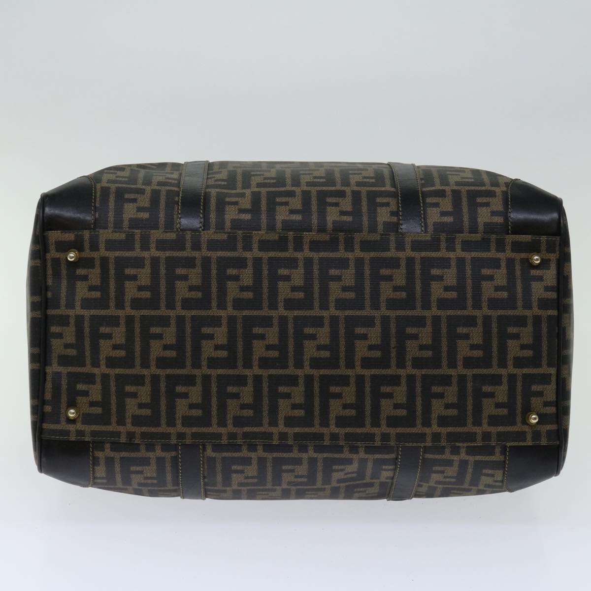 FENDI Zucca Canvas Boston Bag Brown Blackyk11110