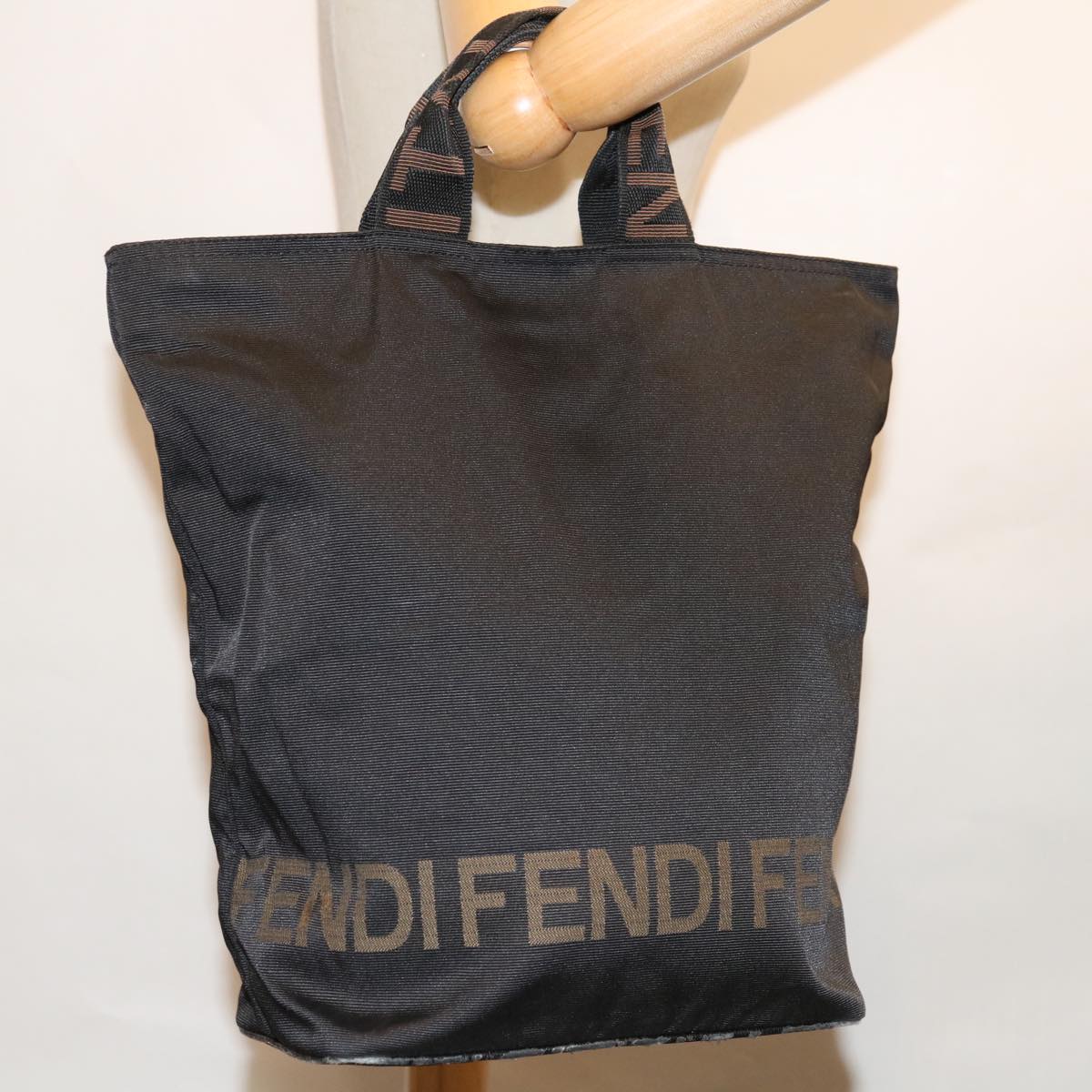 FENDI Hand Bag Canvas Blackyk11128