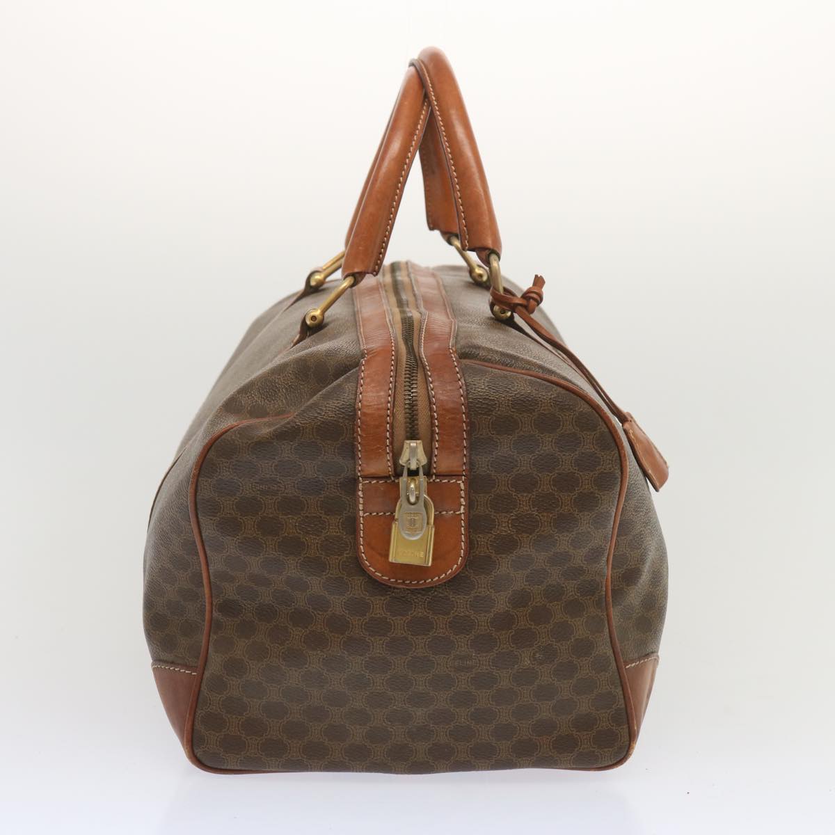 CELINE Macadam Canvas Boston Bag PVC Brown 11130