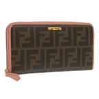 FENDI Zucca Canvas Long Wallet Black Brownyk11164