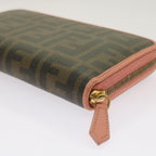 FENDI Zucca Canvas Long Wallet Black Brownyk11164